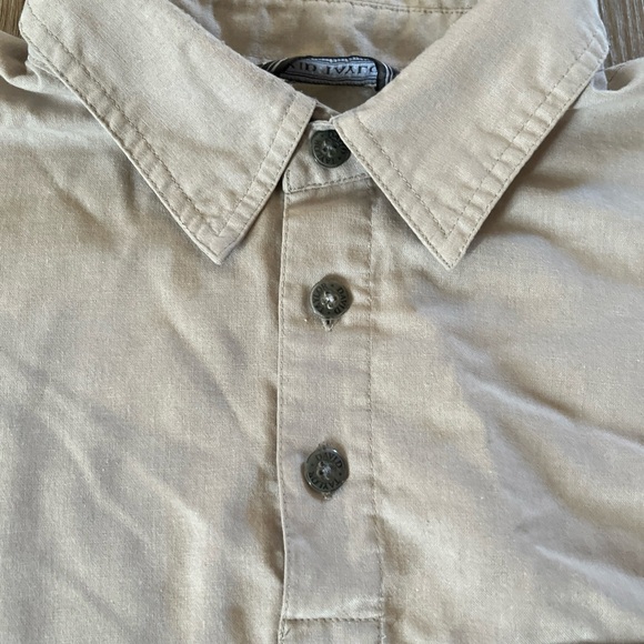 Vtg David Taylor Golf Polo Shirt Mens M Tan/Navy Stripe Banded Waist Pocket Dad - Picture 4 of 8